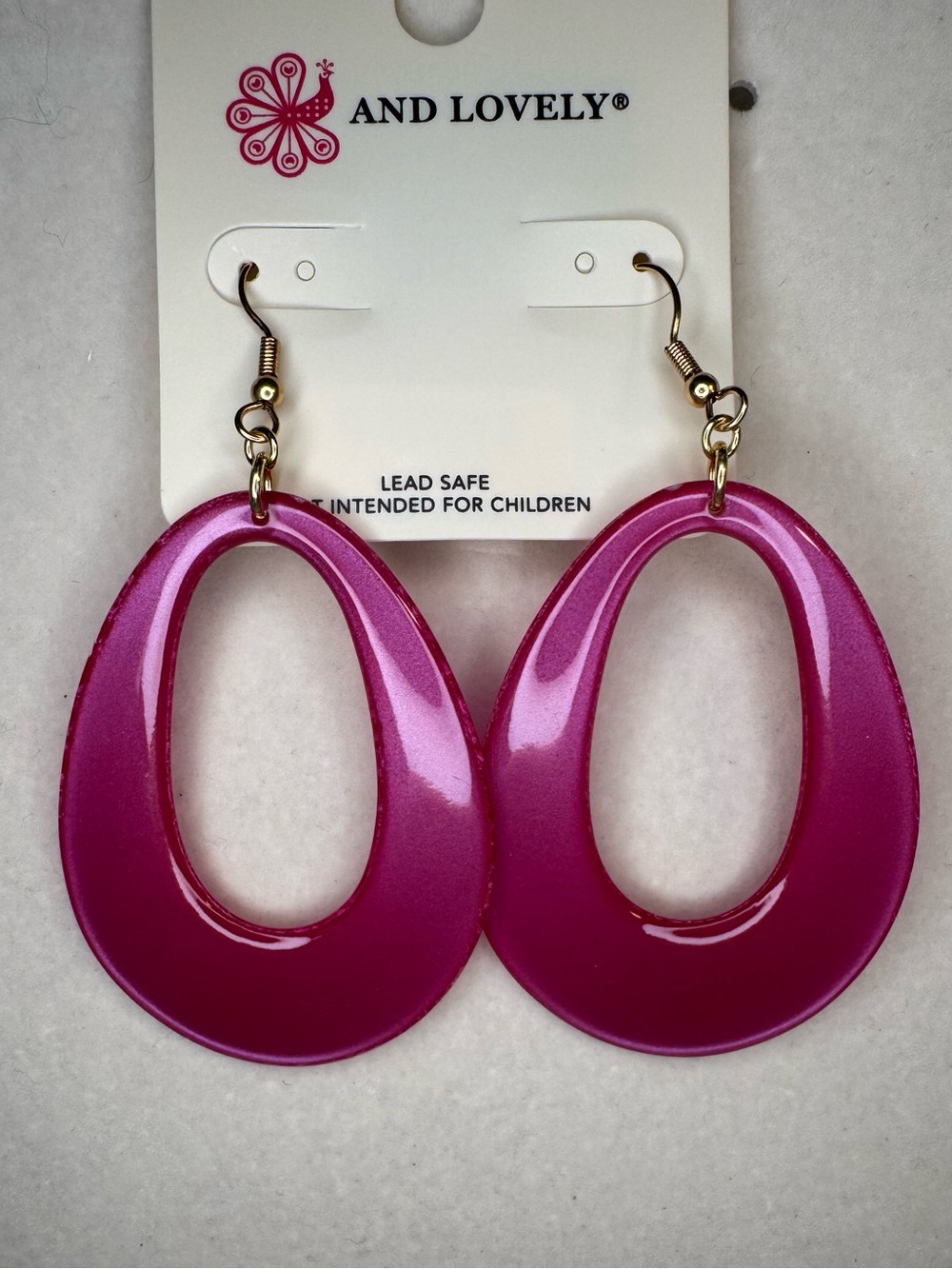 New And Lovely Magenta Open Oval Drop Acrylic Earrings